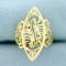 Diamond Cut Filigree Ring In 14k Yellow Gold