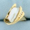 Mother Of Pearl And Diamond Abstract Design Ring In 14k Yellow Gold