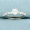 Cz Engagement Ring In 10k White Gold