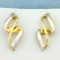 Two Toned Spiral Design Earrings In 14k Yellow And White Gold