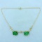 Vintage Jade And Pearl Necklace In 14k Yellow Gold