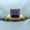 6ct Lab Sapphire Solitaire Ring In 14k Yellow Gold