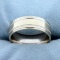 Men's Wide Beaded Edge Wedding Band Ring In 10k White Gold