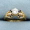 Vintage Sapphire And Diamond Engagement Ring In 14k Yellow Gold