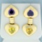 5ct Tw Purple And Yellow Sapphire Dangle Heart Earrings In 14k Yellow Gold
