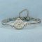 Vintage Womens Windup Longines Diamond Wrist Watch In Solid 14k White Gold Case
