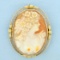Large Cameo Pendant Or Pin In 14k Yellow Gold