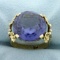 Vintage 12ct Purple Sapphire Solitaire Ring In 14k Yellow Gold