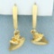 Seashell Dangle Earrings In 14k Yellow Gold