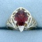 3ct Rhodolite Garnet And Diamond Ring In 14k White Gold