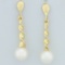 Akoya Pearl Dangle Earrings In 14k Yellow Gold