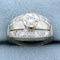 Vintage Diamond Engagement Ring In 14k White Gold