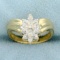 Vintage Diamond V Shaped Ring In 14k Yellow Gold