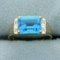 Swiss Blue Topaz And Diamond Ring In 14k Yellow Gold