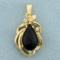 Vintage Onyx And White Sapphire Pendant In 14k Yellow Gold