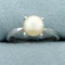 7mm Akoya Pearl Solitaire Ring In 18k White Gold