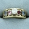 Vintage 3/4ct Tw Diamond, Ruby, Sapphire, And Topaz Ring In 10k Yellow Gold