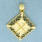 Diamond Cut Filigree Design Pendant In 14k Yellow Gold