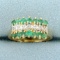 1/2ct Tw Emerald And Diamond Cathedral Style Ring In 10k Yellow Gold