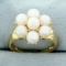 Akoya Pearl Flower Design Ring In 14k Yellow Gold