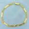 9 Inch Bar And Link Chain Link Anklet In 18k Yellow Gold