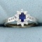 3/4ct Tw Natural Sapphire And Diamond Halo Ring In 14k White Gold