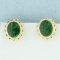 Natural Jade Earrings In 14k Yellow Gold