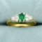 1ct Tw Emerald And Diamond Ring In 18k Yellow Gold