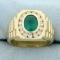 Mens 2.75ct Tw Emerald And Diamond Ring In 14k Yellow Gold