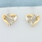 Diamond Heart Earrings In 10k Yellow And White Gold