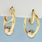 Unique Double Hoop Ball Earrings In 14k Yellow And White Gold