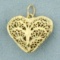 3d Filigree Heart Pendant In 14k Yellow Gold