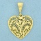 Diamond Filigree Heart Pendant In 14k Yellow Gold