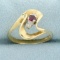 Vintage Ruby And Diamond Bypass Ring In 14k Yellow Gold