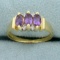 1ct Tw Amethyst And Diamond Ring In 14k Yellow Gold