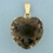 Large 55ct Smoky Topaz Heart Shaped Pendant In 14k Yellow Gold