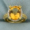 6ct Tw Citrine And Diamond Halo Ring In 14k Yellow Gold