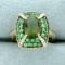 3ct Tw Green Quartz And Diamond Ring In 10k Yellow Gold