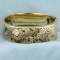 Vintage Engraved And Enameled Bangle Bracelet In 12k Yellow Gold