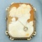 Vintage Diamond Cameo Pendant Or Pin In 14k White Gold