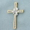 1/2ct Tw Diamond Cross Pendant In 10k Yellow And White Gold