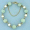 Jade And Pearl Ball Bead Bracelet In 14k Yellow Gold