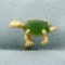 Jade Turtle Tie Tack With Chain In 14k Yellow Gold