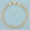 Mens Elongated Cable Link Bracelet In 14k Yellow Gold