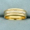 Mens Two Toned Diamond Cut Wedding Band Ring In 14k Yellow And White Gold