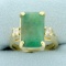 6ct Tw Jade And Diamond Ring In 14k Yellow Gold