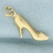 Womans High Heel Shoe Charm Or Pendant In 14k Yellow Gold