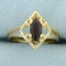 Vintage Garnet Cut Out Solitaire Ring In 14k Yellow Gold