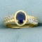 Sapphire And Diamond Ring In 10k Yellow Gold