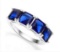 Large Sapphire Line Stack Ring In Sterling Silver